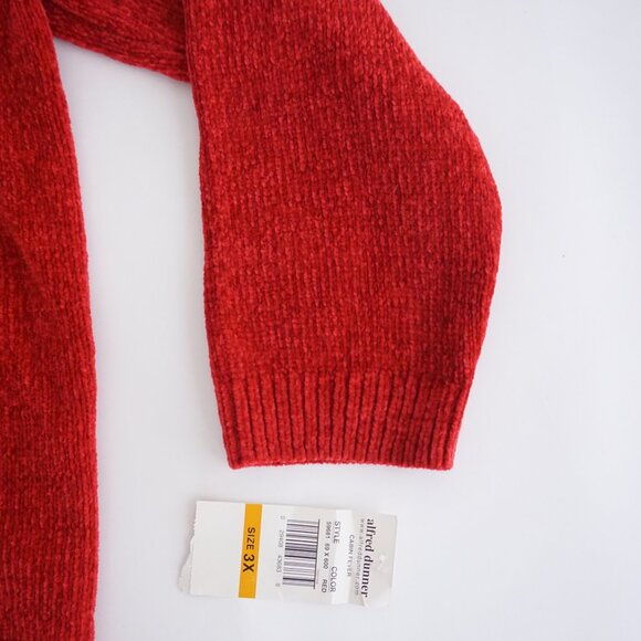 Vintage Alfred Dunner Red Floral Embroidered Chenille Sweater Grandmacore 3X NWT - Picture 3 of 9